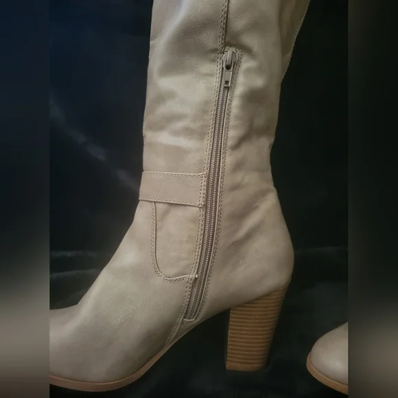 JustFab Women's Light Brown Heeled Knee High Boots - Picture 5 of 8